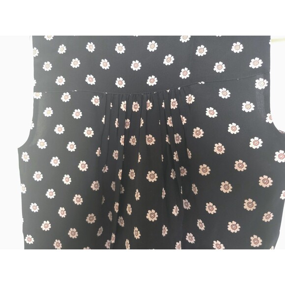 Kate Spade 100% Silk NWT  Pleated Sleeveless Floral Top Blouse Black Pink White - Picture 3 of 6